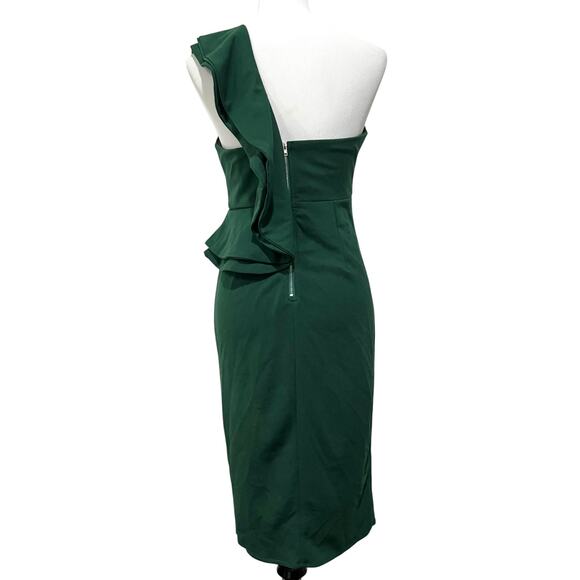 Hello Molly Caruso One-Shoulder Ruffle Midi Dress Green Size Womens Sz 8 - Picture 8 of 11
